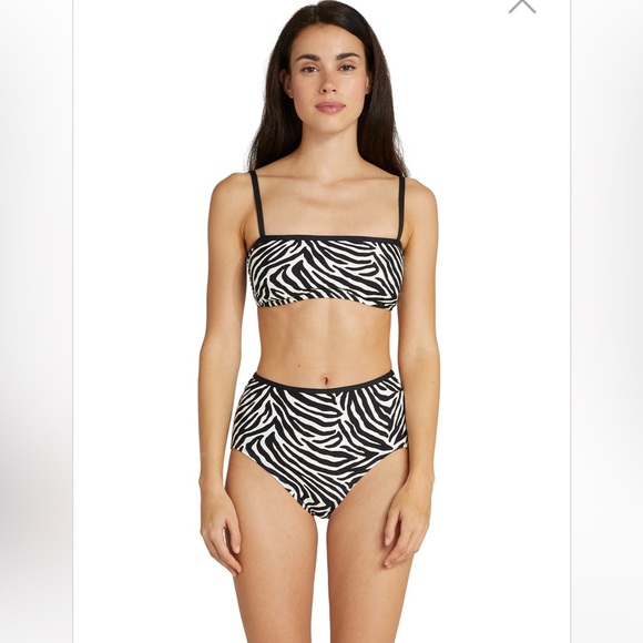 Kate Spade Zebra bikini swimsuit swim top bottom black white square size large